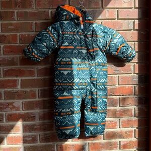 Infants Columbia Orange Printed Snowsuit with Hood